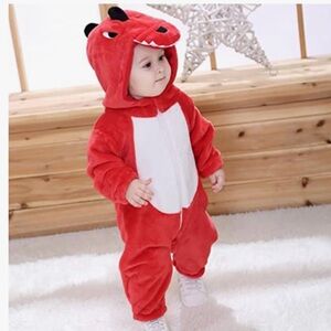 NWT Red Dinosaur baby Animal costume’s Unisex  pajamas Halloween Dress Romper